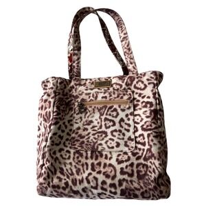 Gigi‎ Hill Leopard Print Tote Bag Floral Lining Brown Tan Animal Print Shoulder